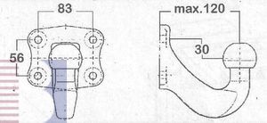 Kugelkopf- Flanschkugel-Kupplungskugel 4- Loch 30mm unter, 23,5kN