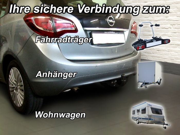 Anhängerkupplung für Opel-Meriva B, Minivan, nicht für Kfz. mit Fahrradträgersystem Flex-Fix, Baujahr 2010-2014