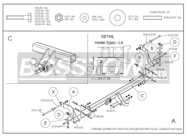 Anhängerkupplung für Opel Movano Pritsche, 2 WD, Radstand: 4035mm 2021- - starr