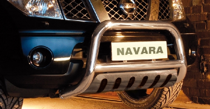 Frontschutzbügel Kuhfänger Bullfänger Nissan Navara D40 2005-2010, Steelbar QFU 70mm, schwarz beschichtet