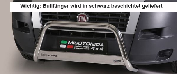 Frontschutzbügel Kuhfänger Bullfänger Fiat Ducato 2017-2022 (nur Maxi), Medium Bar 63mm Edelstahl schwarz beschichtet