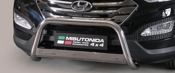Frontschutzbügel Kuhfänger Bullfänger Hyundai Santa Fe 2012-2016, Medium Bar 63mm Edelstahl Omologato Inox