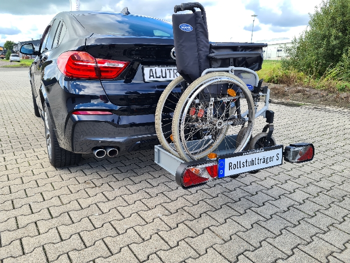 AA-AKTION: ALUTRANS Heckträger m. Kunststoffwanne 800x400mm f. Rollstuhl faltbar AHK Heckträger für Rollstuhl