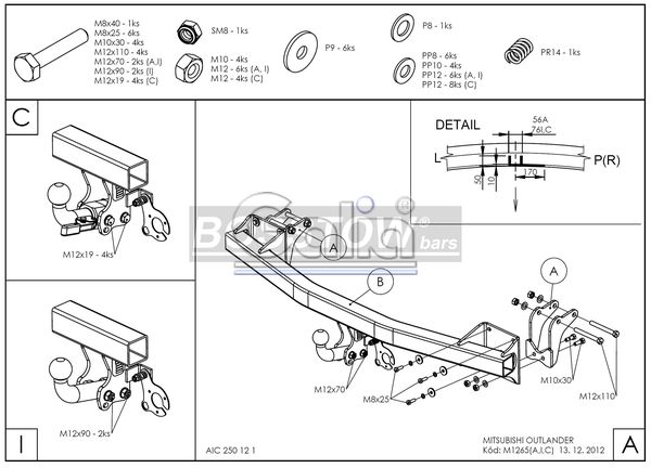 Anhängerkupplung für Mitsubishi-Outlander III, 2WD u. 4WD, incl. PHEV - 2012-